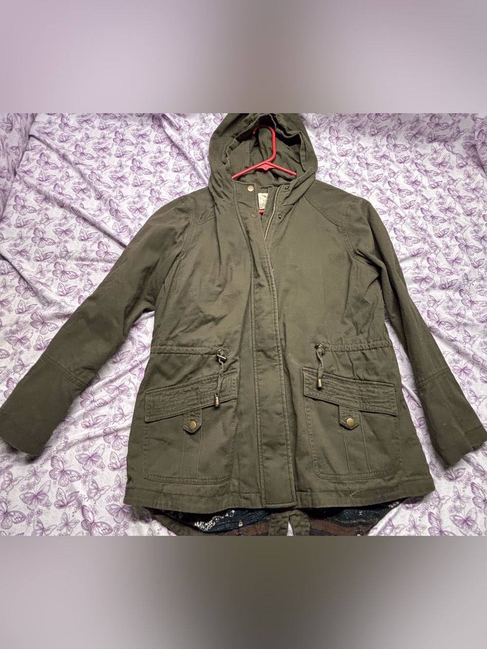 ⚛️Faded Glory Olive Green Hooded Utility Jacket